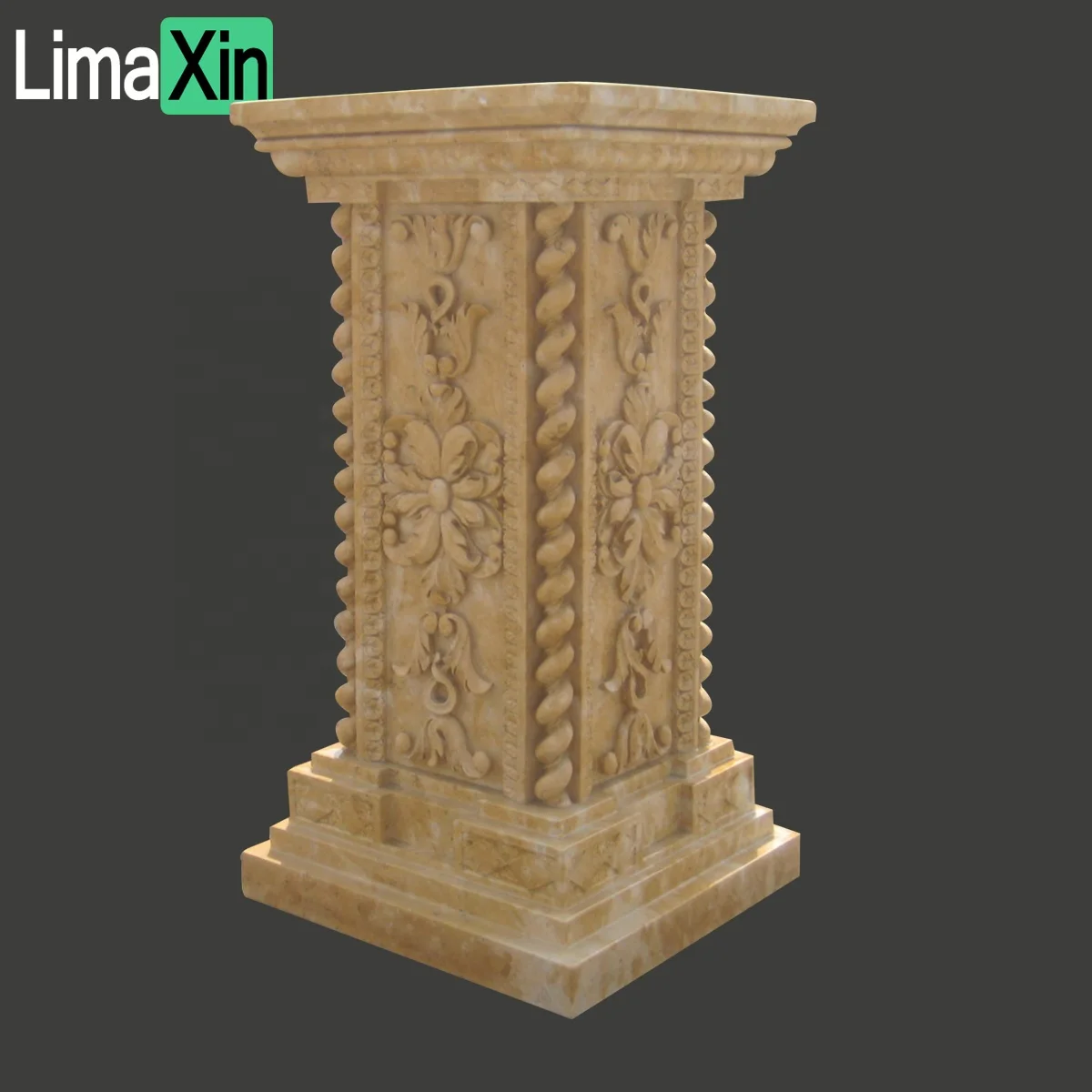 Hot sell vividly hand carved classic outdoor beige limestone pedestal ready for shipping