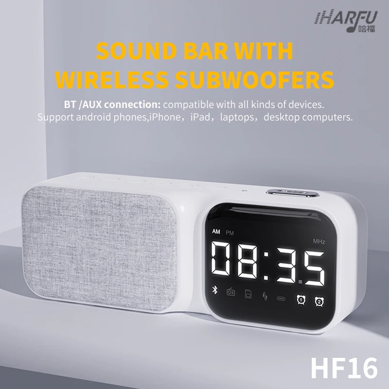 Alarm Clock Speakers 4 in 1 Night Light Wireless Charger Bluetooths Speaker With Lamp