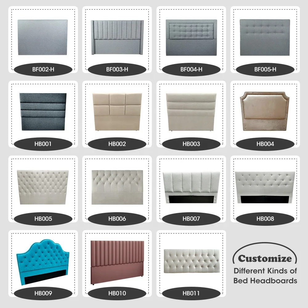 Factory OEM online king queen size modern panel headboard for bed solid wooden cushion padding upholstered bed frame headboards