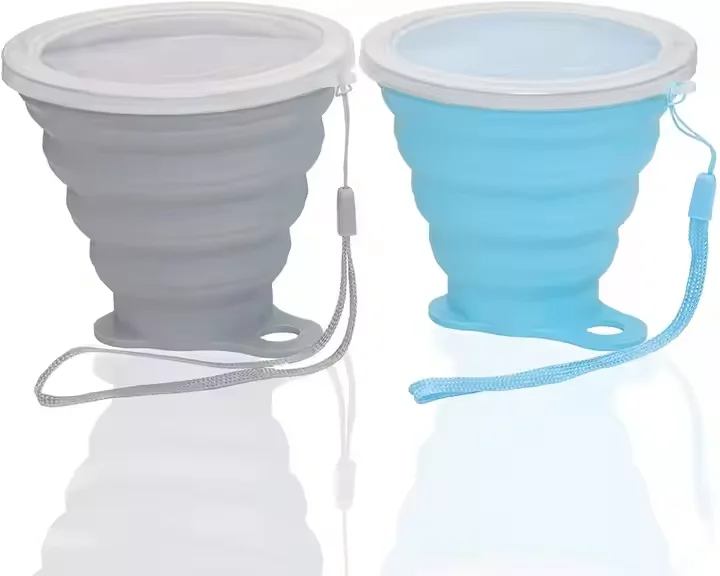 Fashionable 200ml Drinking Silicone Foldable Collapse Water Cups For Outdoors Travel