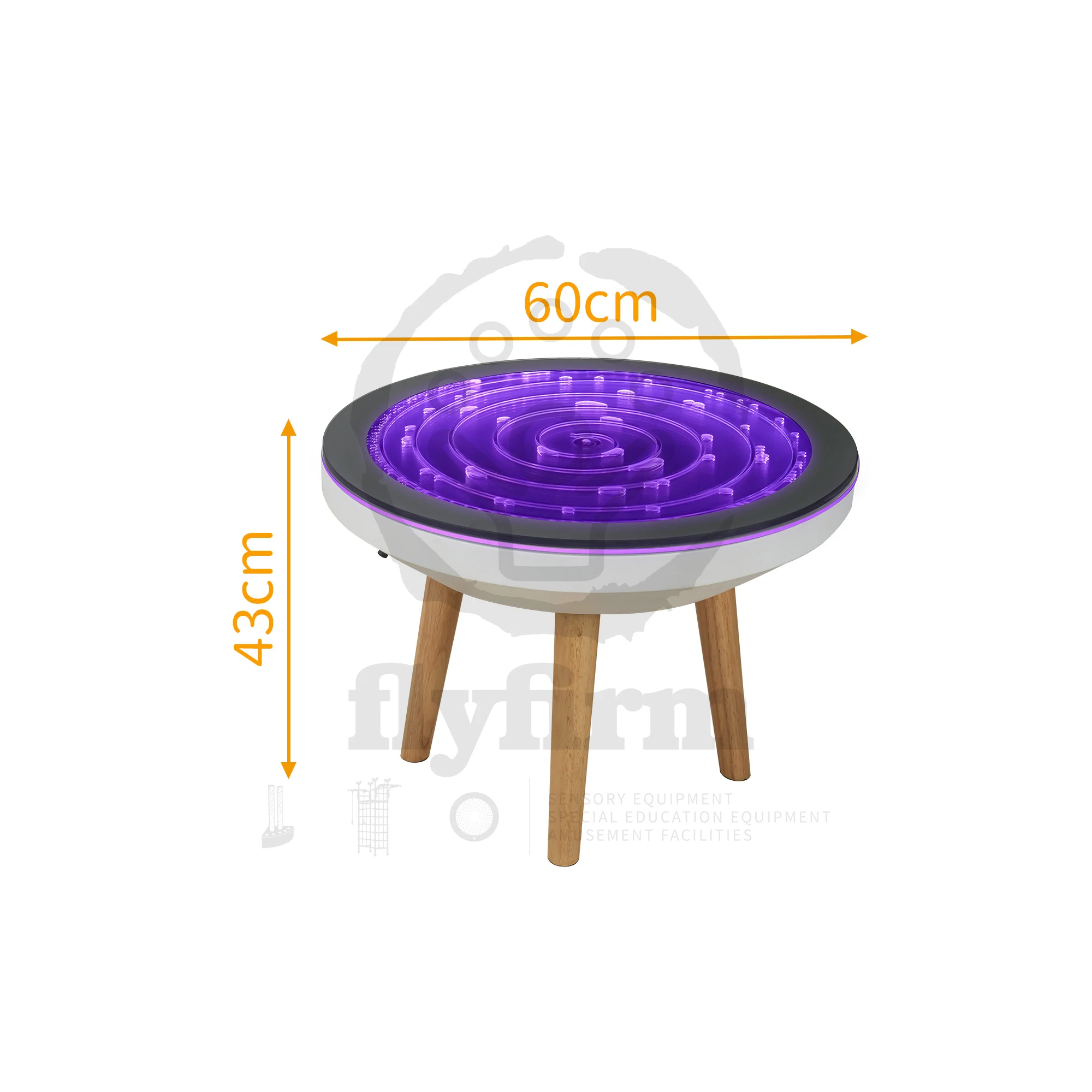 Flyfirm Round Flowing Bubble Table with Adjustable LED Lights Perfect for Bars, Sensory Rooms, and Visual Therapy