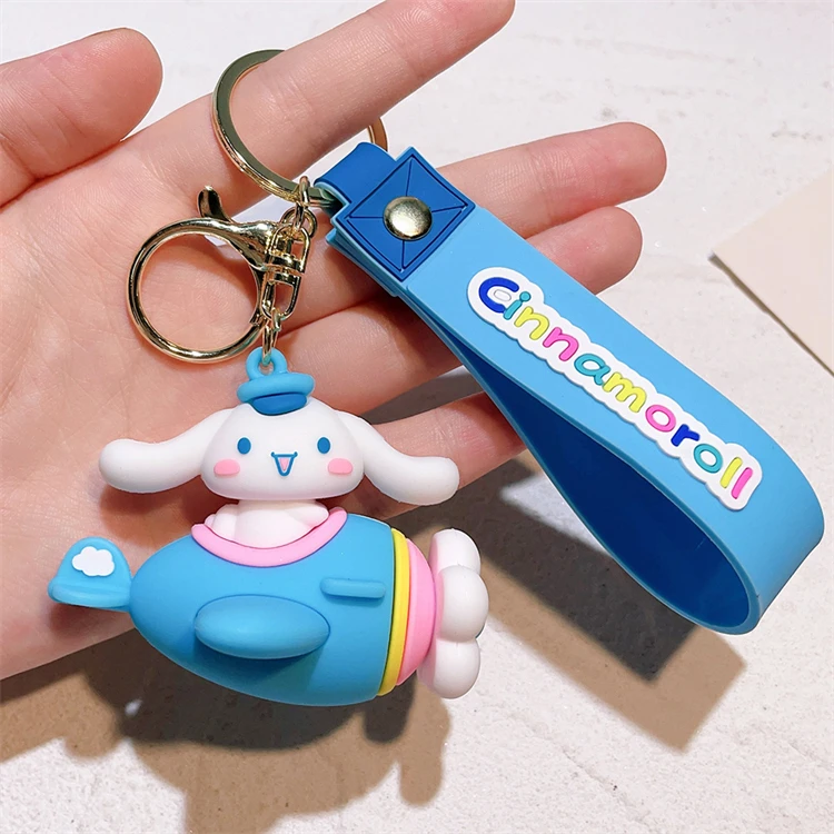 Wholesale 3D PVC Cartoon Cup Kitty Cat Keyring Kawaii Sanrios Keychains Driver Model Silicone Cute Keychain for Bags
