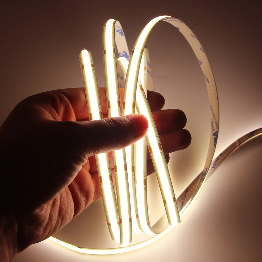 8mm/10mm COB LED Strip Light Flexible Aluminum Body with 12V 480 LEDs/Meter IP20 Decoration for Living Room 24V Input 5m MOQ