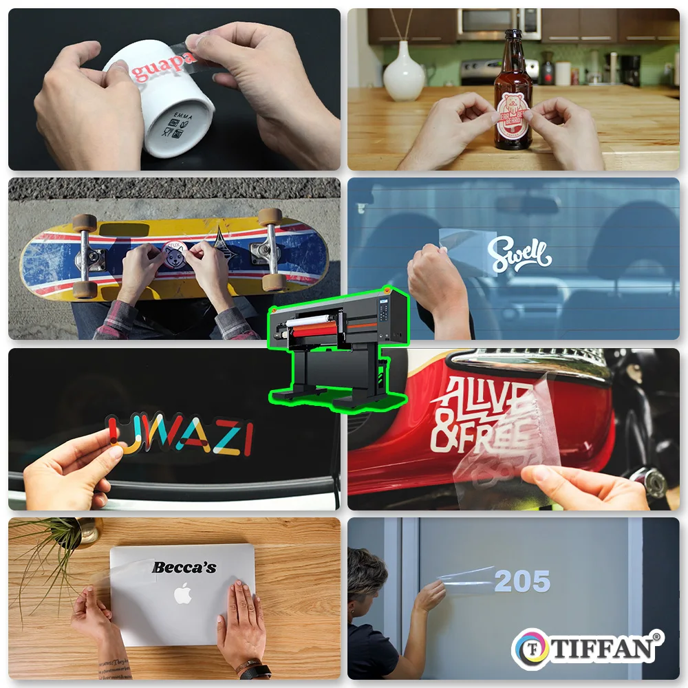 TIFFAN UV DTF Impresora De A1 24 дюйма 60 см пленка 4 I3200 головка A2 + принтер 2 в 1 УФ-принтер с ламинатором