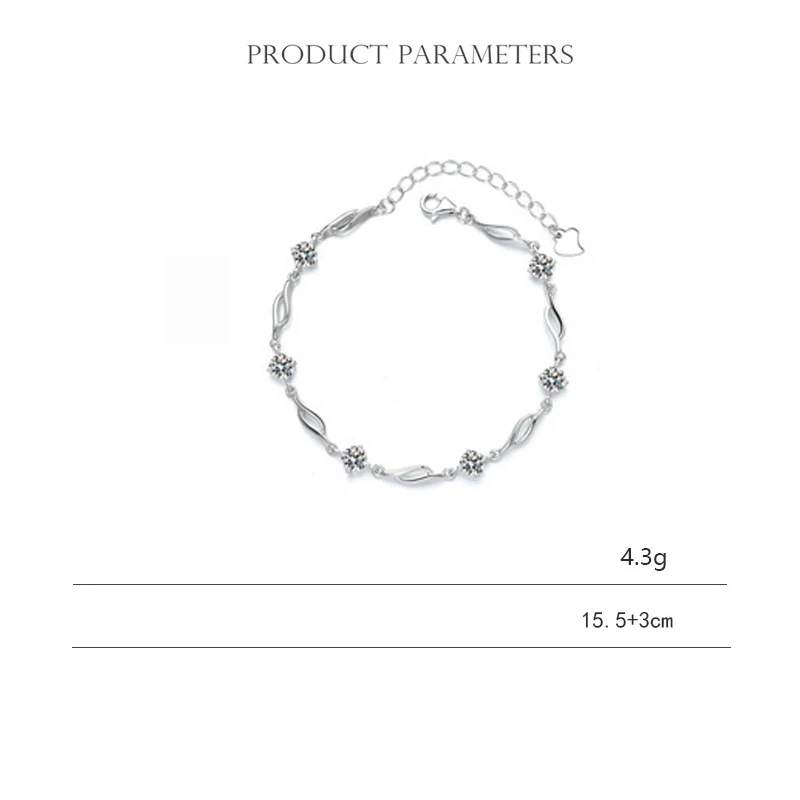 Korea Fine Jewelry S925 Sterling Silver Female Simple Silver Hypoallergenic Zircon Adjustment Bracelet Design Jewelry