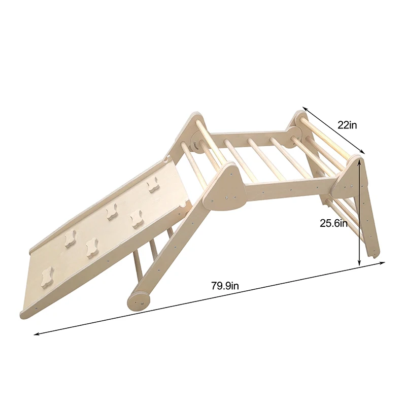 Montessori Foldable Climbing Triangle Toddler Indoor Wooden Pickler Triangle Sets With Slide