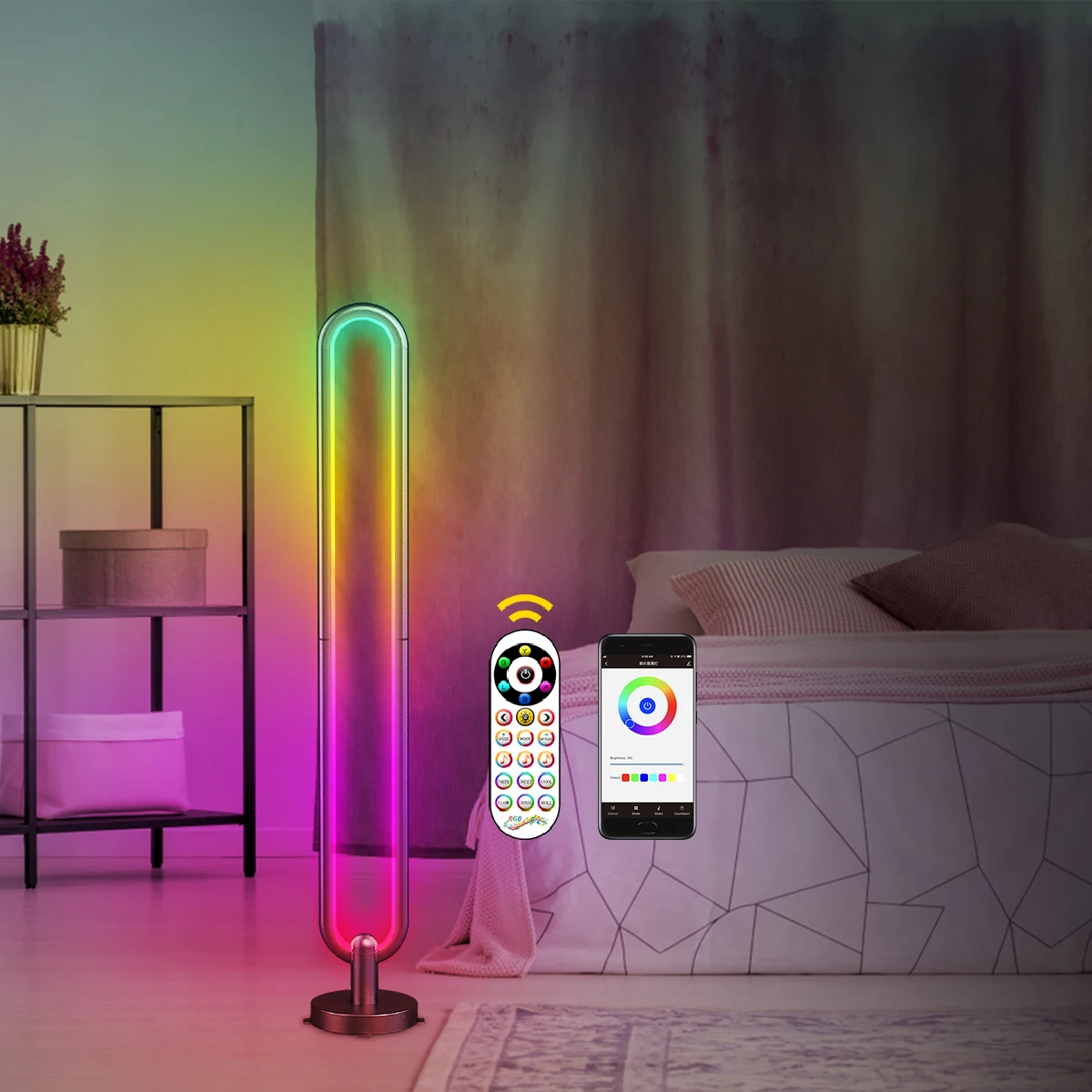 Напольная Лампа RGB с дистанционным управлением для компьютера умная Беспроводная декоративная светодиодная лампа спальни Wi-Fi и создания атмосферы