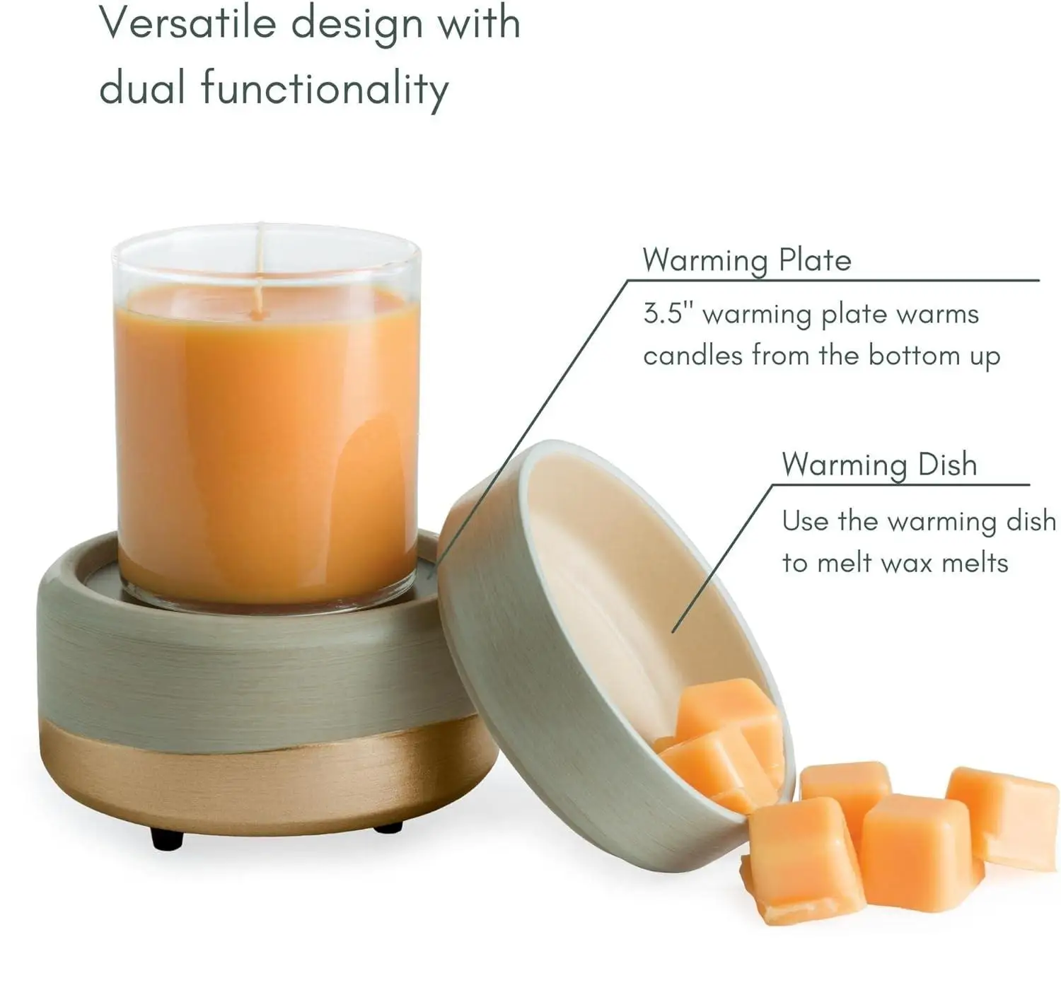 2-in-1 Candle and Fragrance Warmer for Warming Scented Candles or Wax Melts and Tarts with to Freshen Room