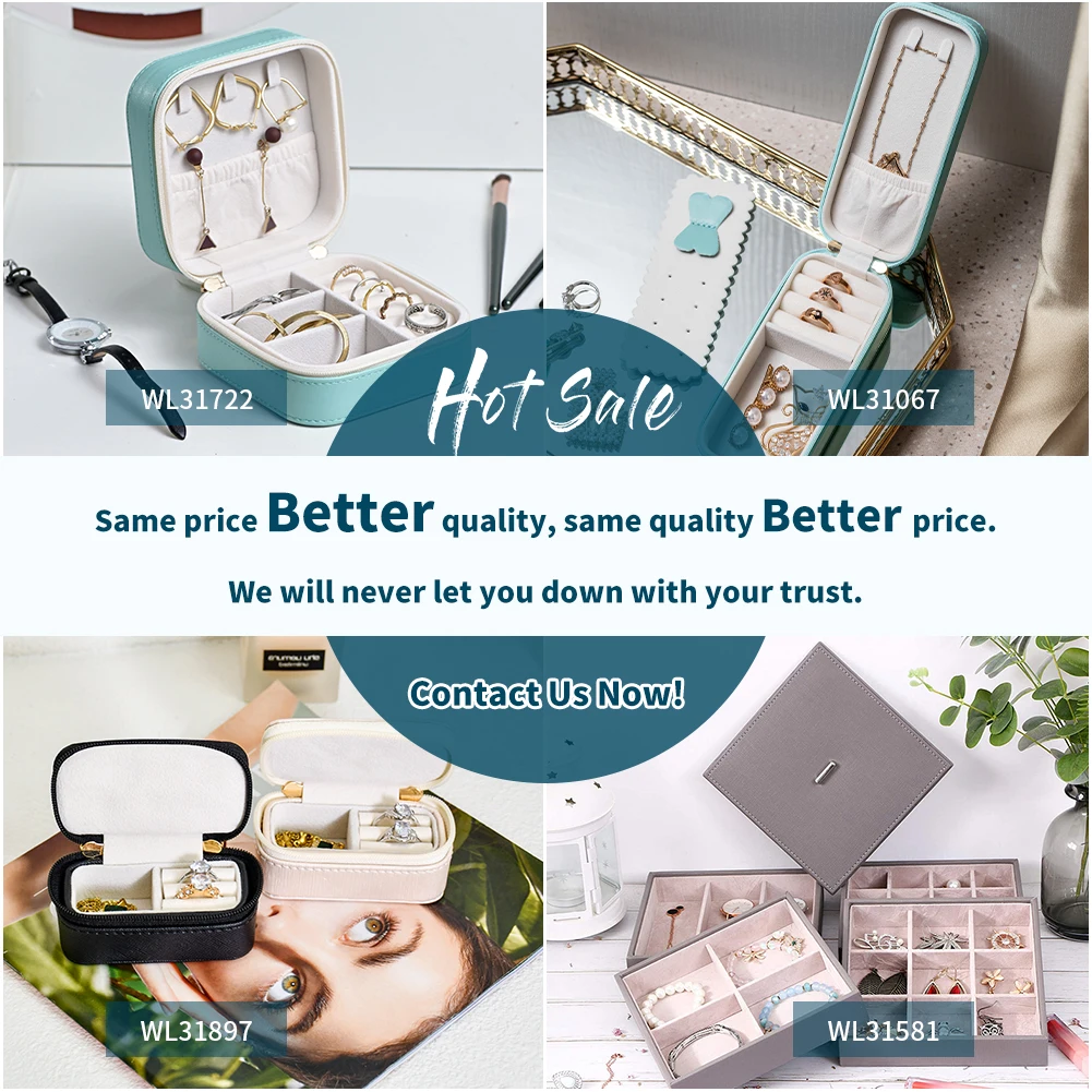 Portable jewelry box handmade craft custom faux leather multifunctional jewelry storage box