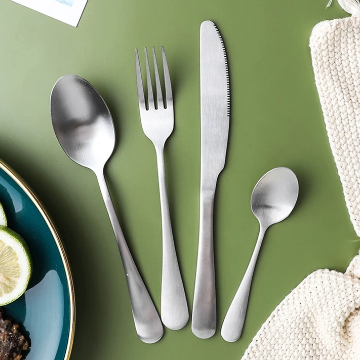 Industrial style 24 PCS flatware gift set polishing matte serving cutlery set stainless steel vintage fork and spoon set