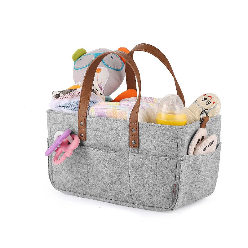Wholesale Price Stroller Organizer Diaper Bag Felt Baby Diaper Caddy Mommy Bag Nursery Organizer Baby felt diaper Caddy Bag