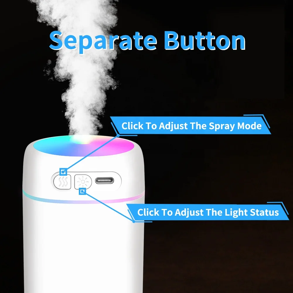330ml Water Tank Air Humidifier Mini Design Air Humidifier Aroma Nano Atomization Dazzle Color Air Humidifier With OEM Service