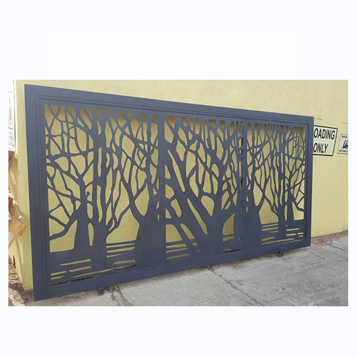 Aluminum automatic main gate steel screen Decorative Entry & Driveway Gates manufacturer  metal gate & fence