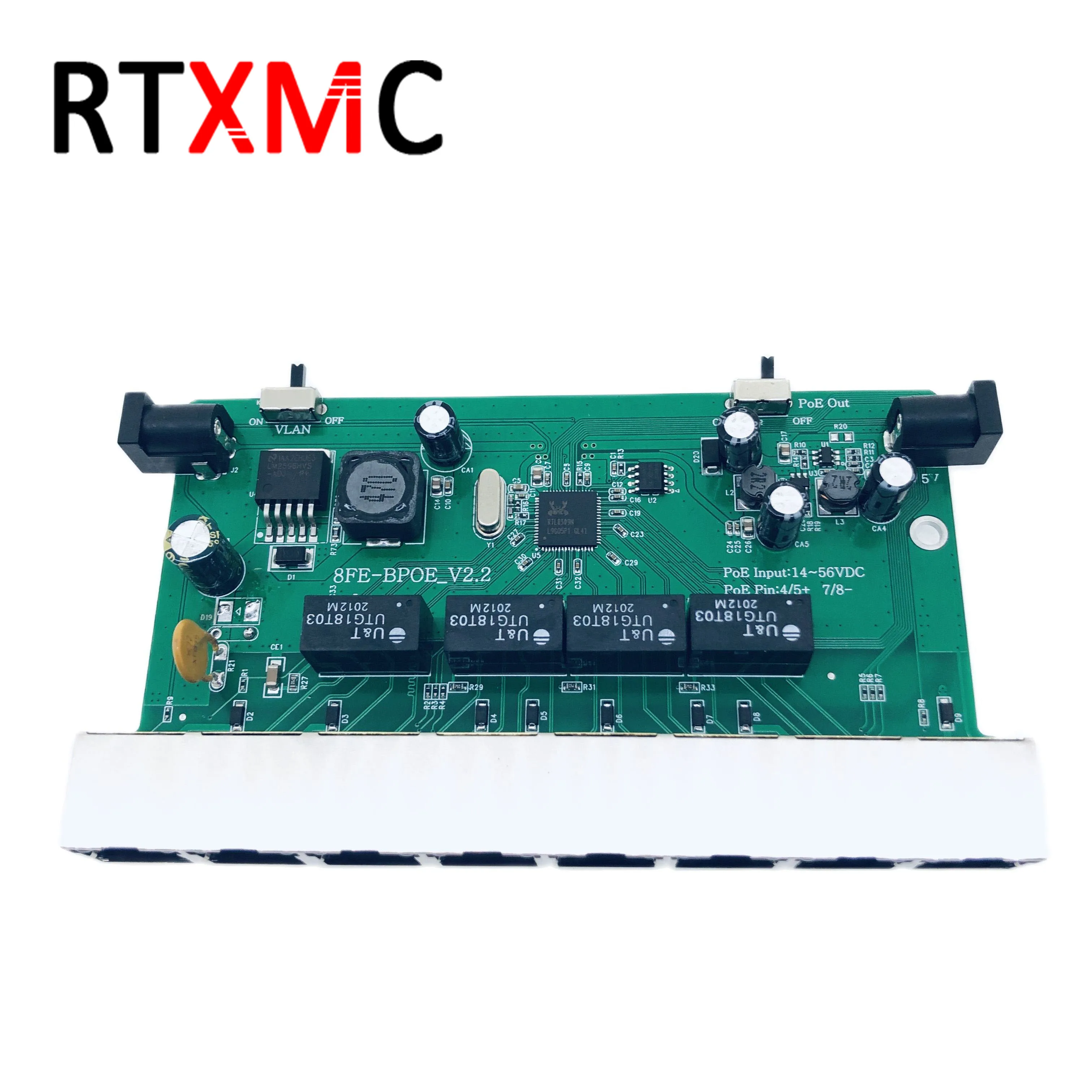 Reverse POE Switch 100M 8 Port  7*10/100M+1*100M Uplink DC Output 5V 2A and 12V2A RPOE VLAN Support For CCTV FTTH GPON/EPON 48V