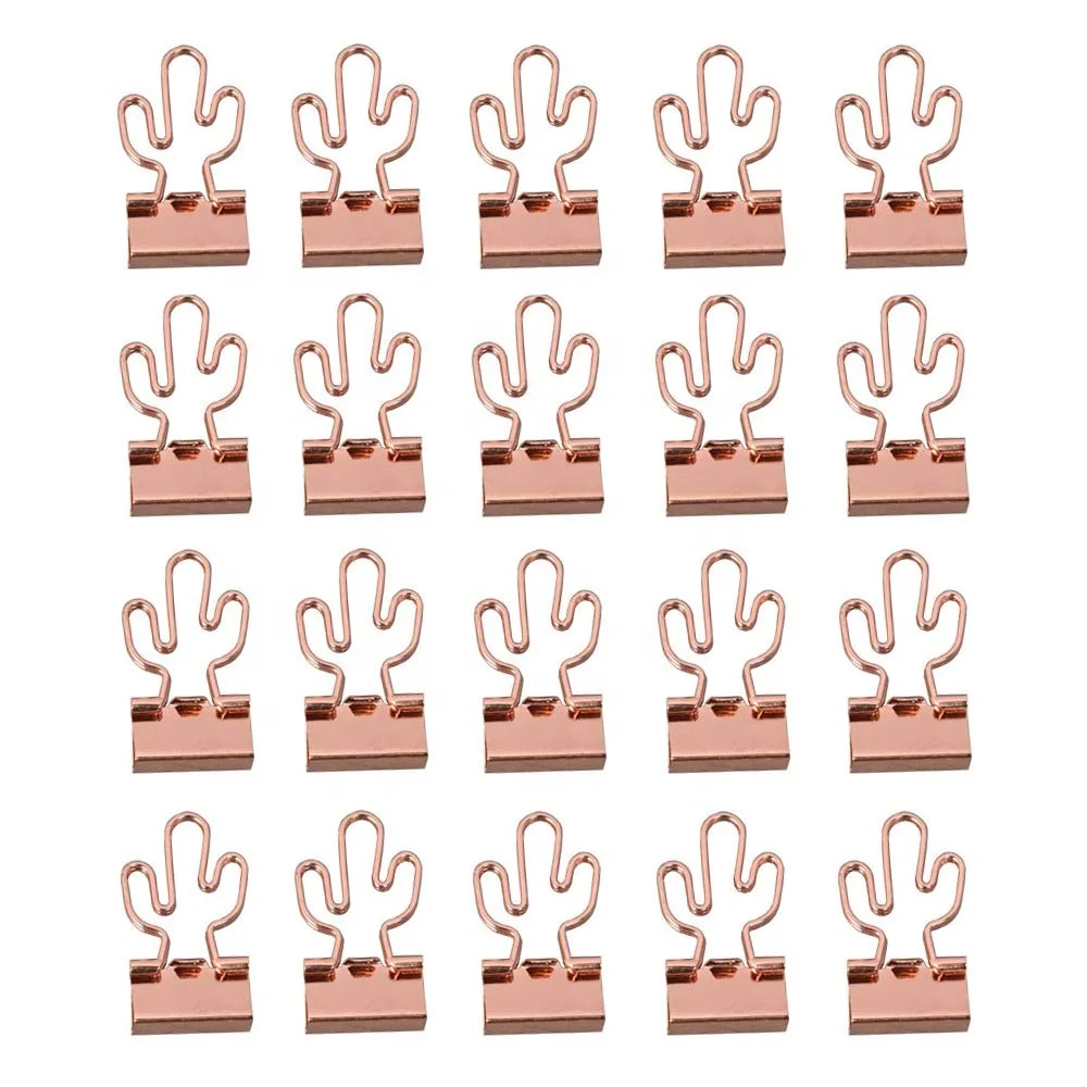 Stationery gifts custom design cactus flamingo binder clips rose gold paper clips