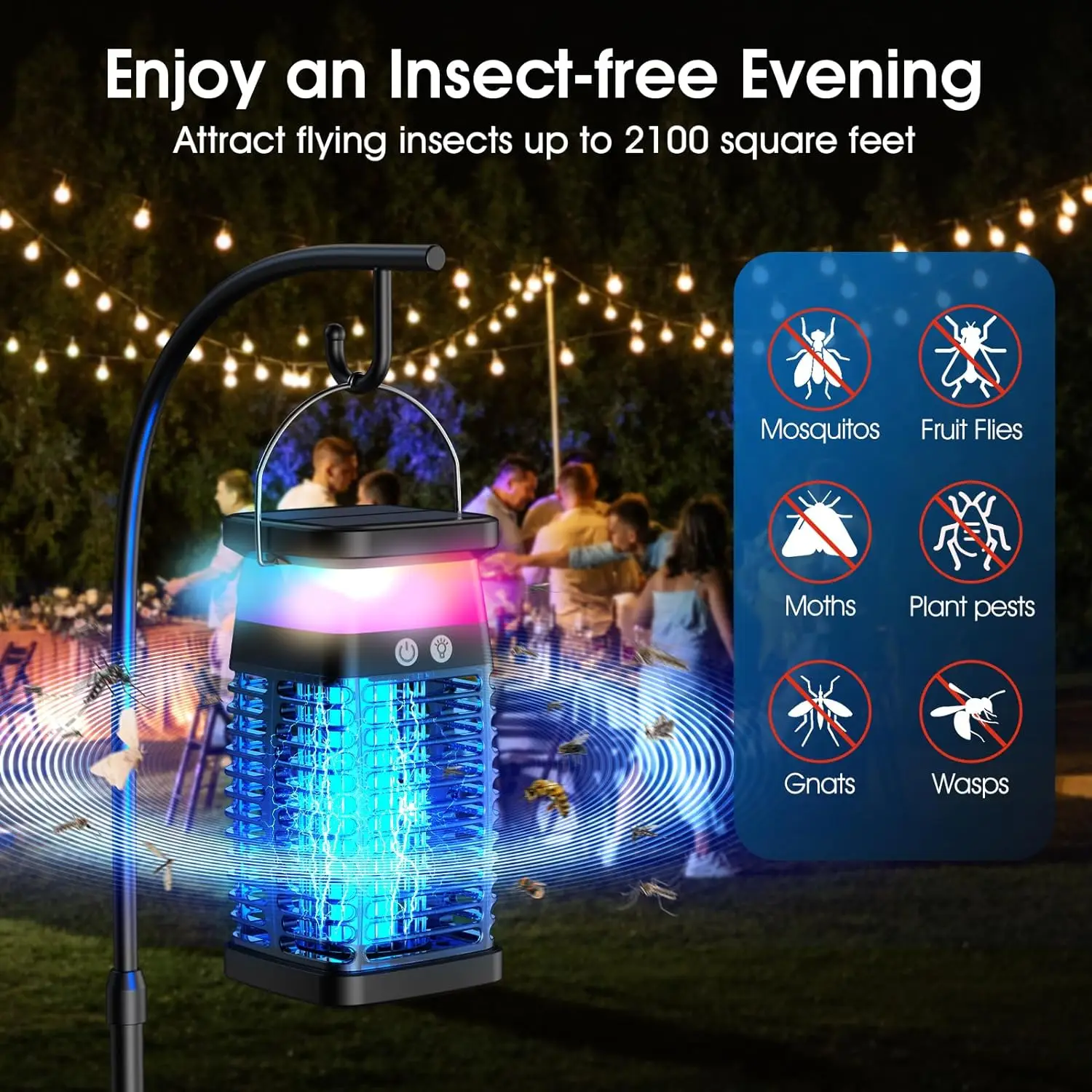 Bug Zapper Outdoor Catcher Fly Traps Zapper Mosquito Killing Lamp Flying insects Flies Moths UV light generates
