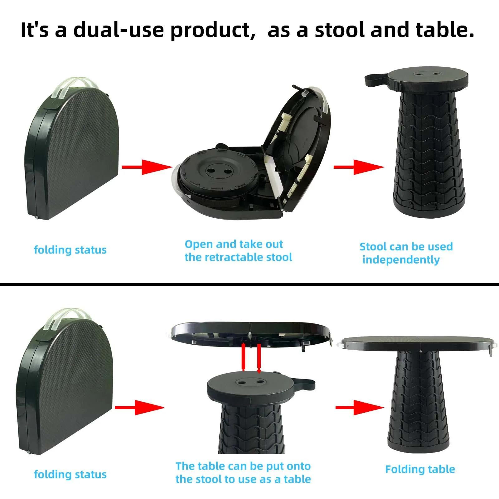 Hot Sales Heavy Load Adjustable Camping Stool Outdoor Picnic Folding Furniture Chair Beach Hiking Retractable Telescopic Stools