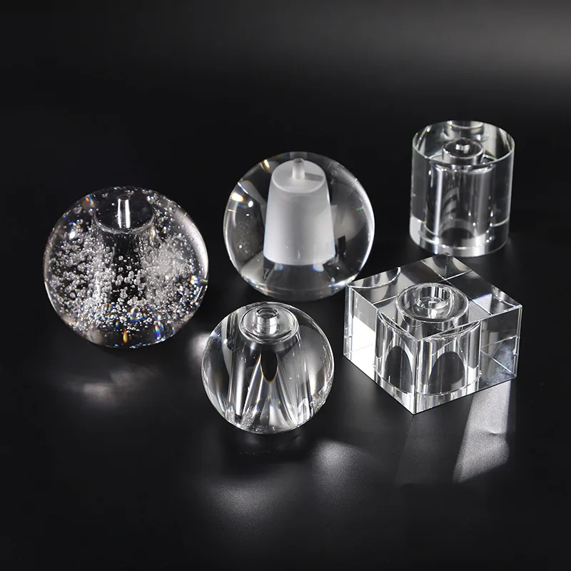 EU  lamp work parts bubble ball faceted crystal glass facet ball with hole