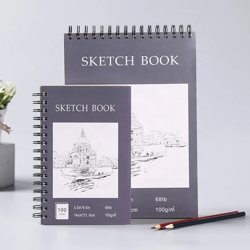 Factory Directly Sale Art Drawing Black Sketch Book Hardcover Watercolor Custom Sketchbook for Student