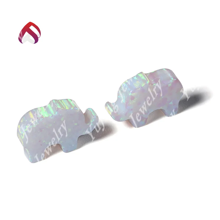 Lovely 58 color elephant animal pendant stone synthetic top fire kyocera opal 8x11mm pink gems pink charms