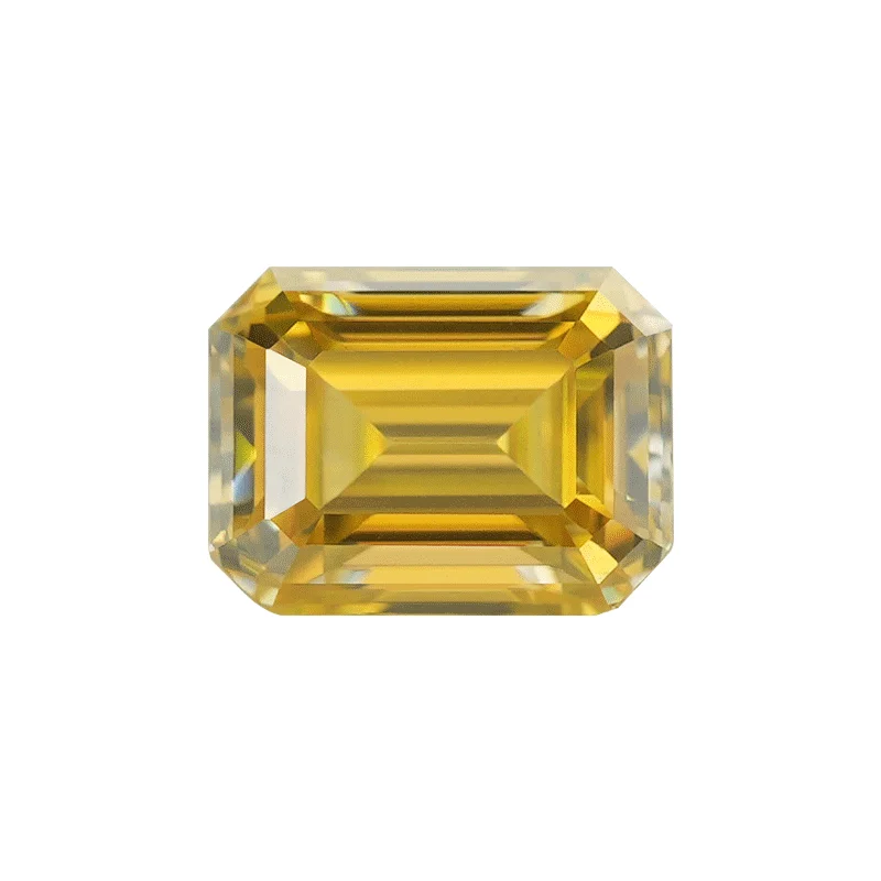 SICGEM Canary Yellow Champagne Fancy Color Emerald Cut Synthetic Moissanite Loose