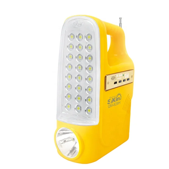 
portable solar smd led rechargeable emergency light lantern with fm radio 
