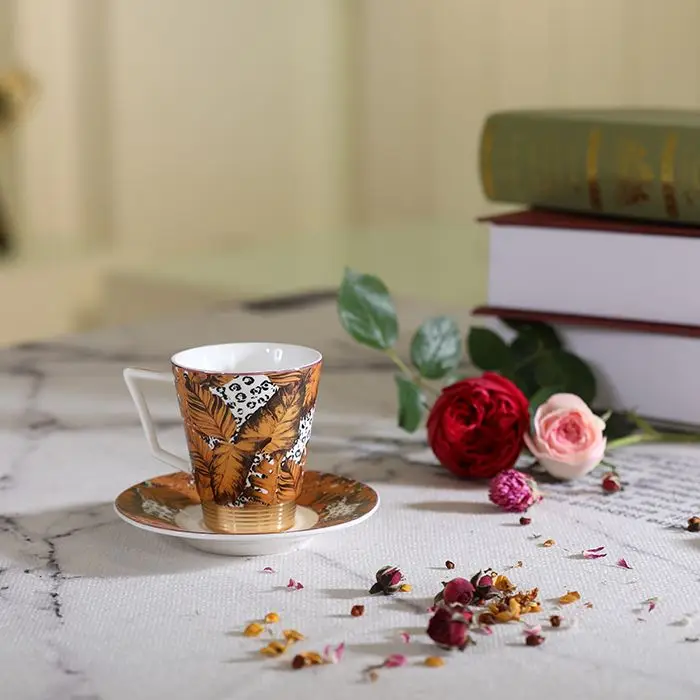 Amber Original factory highly cost effective tea set porcelain ceramic coffee and tea cup set with sacuer