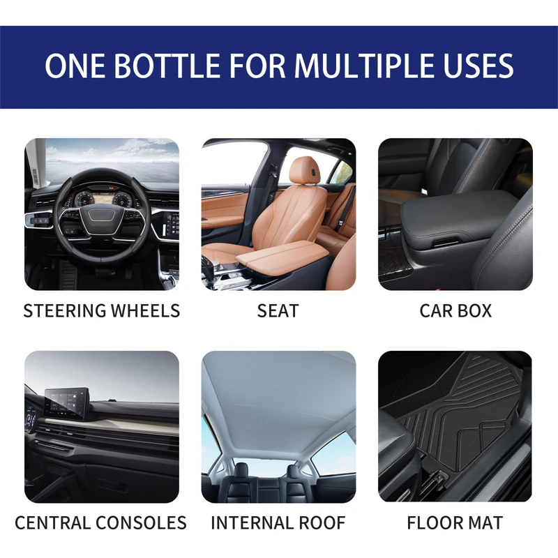 Homonth multifunctional car interior retreading agent plastic refurbishing liquid steering wheels seat floor mat cleaning kit