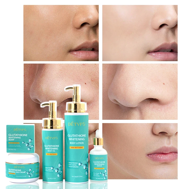 Hot sale Natural dark spot removal face serum body lotion oil soap double glutathione brightening whitening cream skin care set