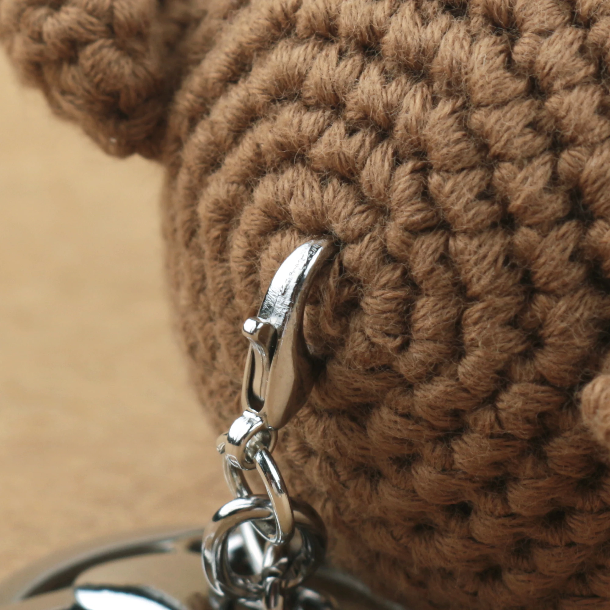 Handmade crochet bear head  crochet key chain cotton crochet grinding teeth ring cute stick toy wholesale