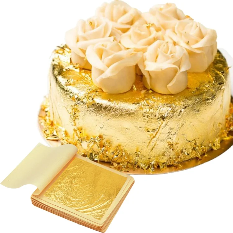 Wholesale 4.3*4.3cm 24K  Edible Gold Leaf Sheet For food,Cakes,chocolate,and dessert Decoration