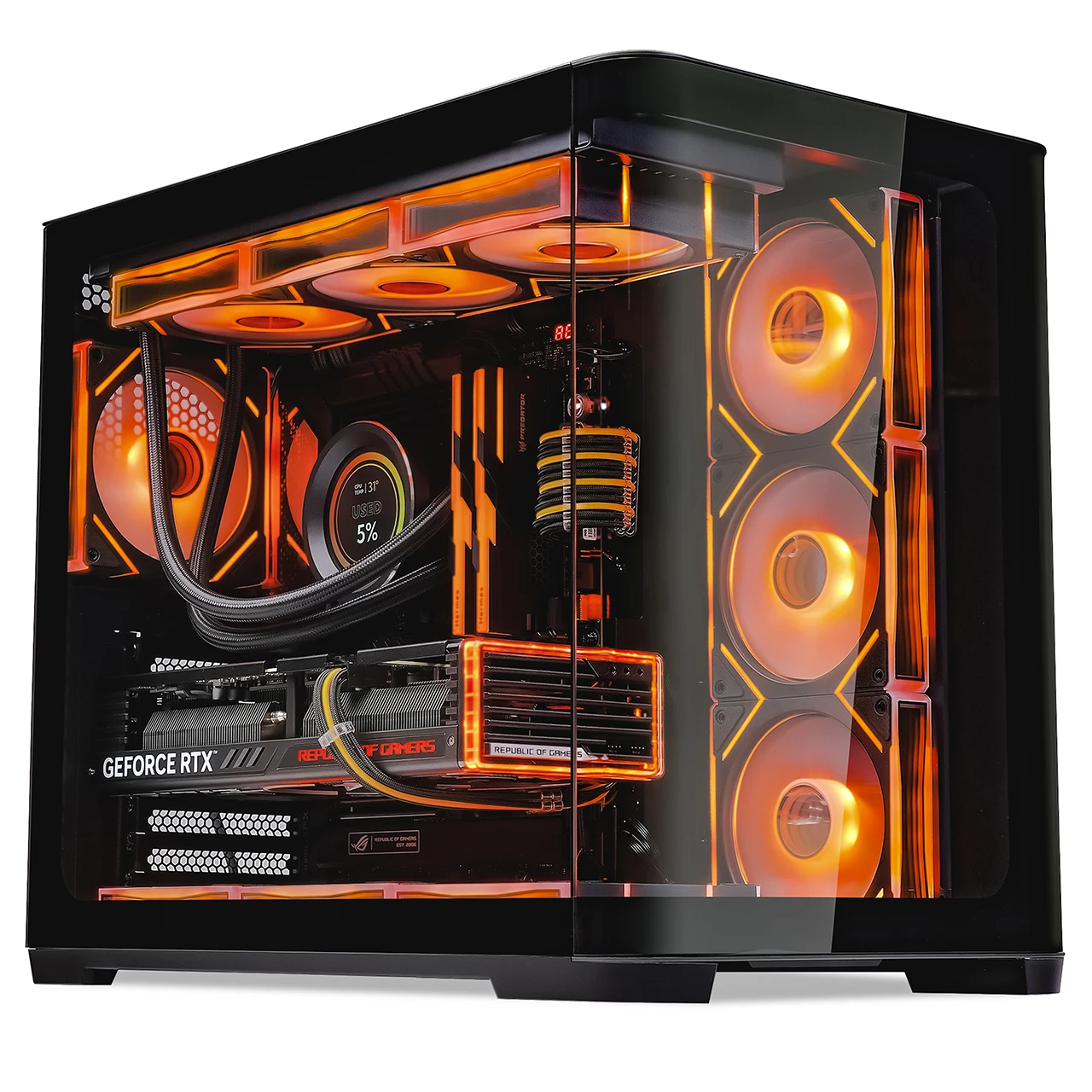 SAMA 2851A 3D Curved Tempered Glass Side Panel Mid Tower ATX Gaming PC Computer Case Black & White
