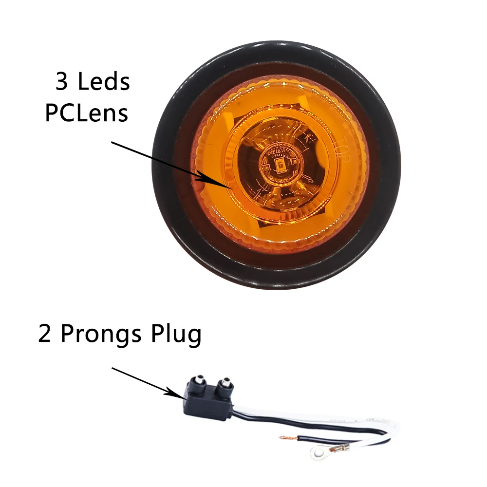 2 дюйма, 12 В, круглая втулка для крепления, белые светодиодные габаритные огни для трактора, грузовика