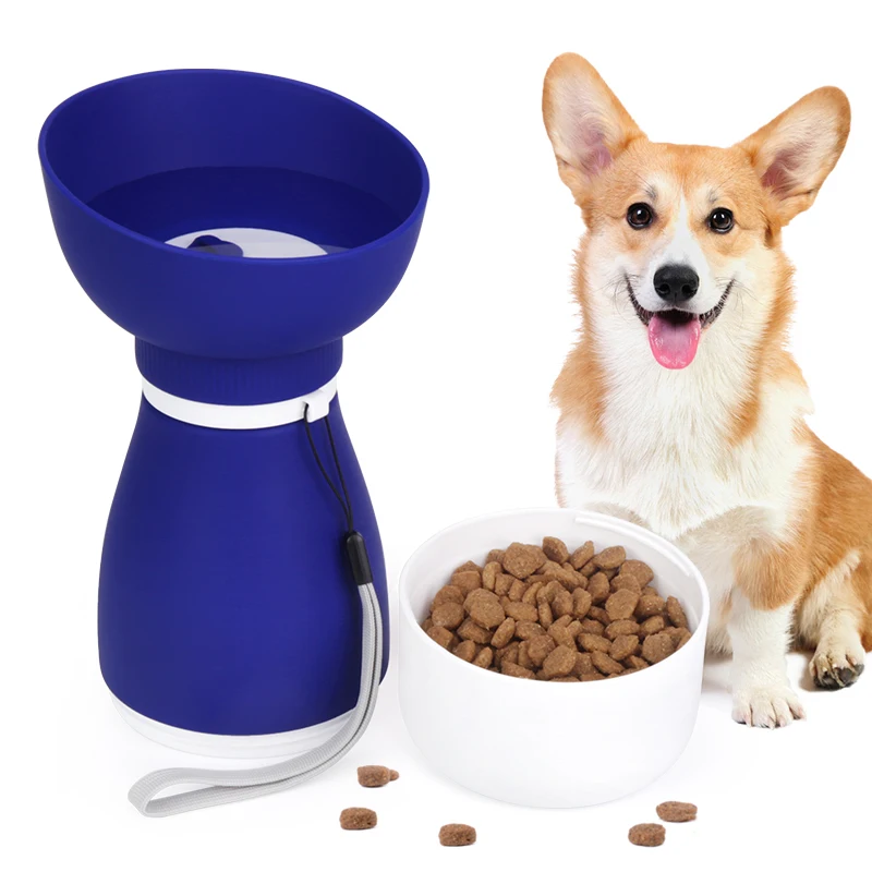 KEAN Bottle Pet Silicone Dog Water Bottle 3 in 1 Portable Pet Travel Dog Drinking Bottle With Food Container