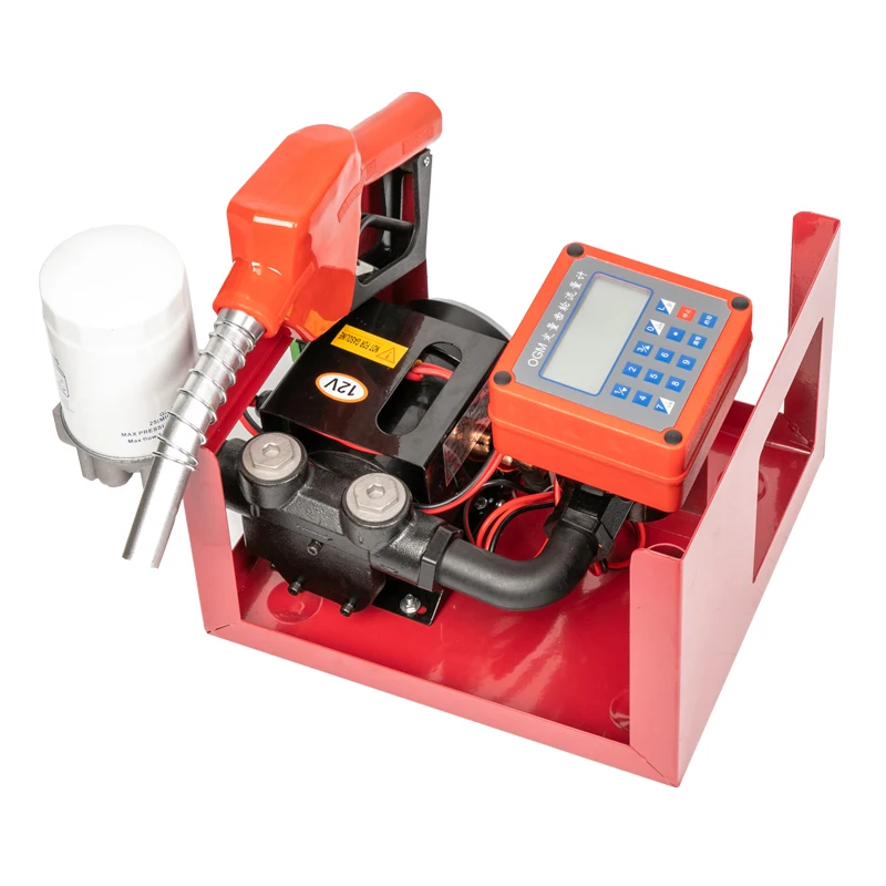 oil diesel kerosene electric transfer pump with flow meter hose nozzle DC 12V/24V