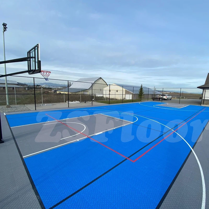 2023 new sports flooring plastic floor tile interlocking new outdoor basketball court tiles with shock absorbers