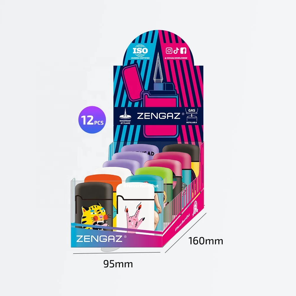 ZENGAZ ZL-3 POS Box Smoke Shop Premium Cool Design Printed Tobacco Jet Torch Cigar Lighter