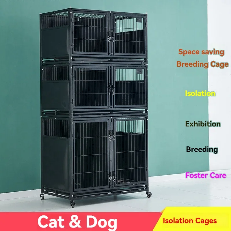 USMILE Hot Selling DIY Advanced Bold Thick Sustainable and Breathable Multi Layers and Accessories Metal Dog Pet Cage with Wheel