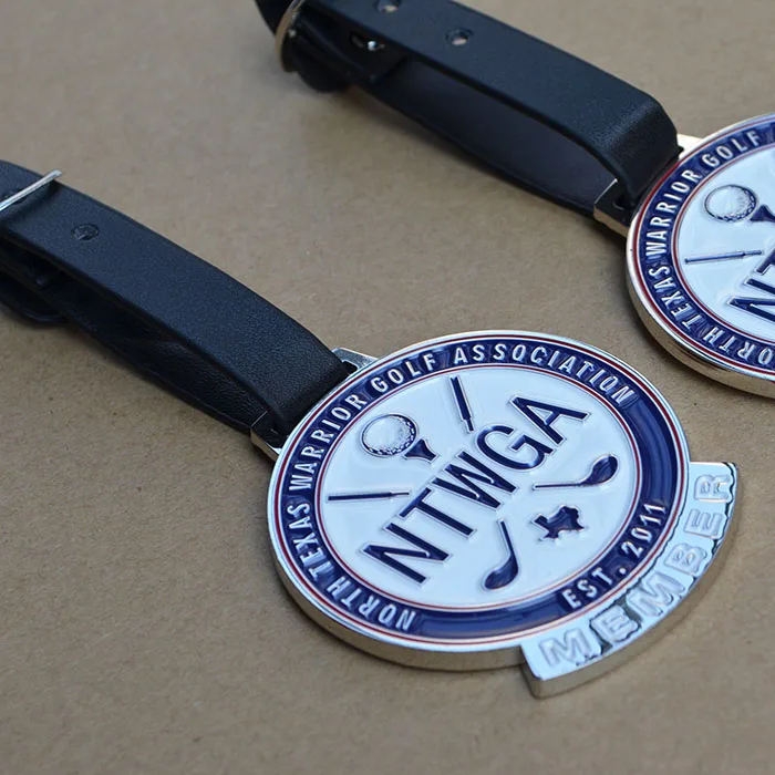 Factory Custom Metal Zinc Alloy Enamel Golf Bag Tag Golf Club Member Tag Round Luggage Tag Personal Name Laser Engraved