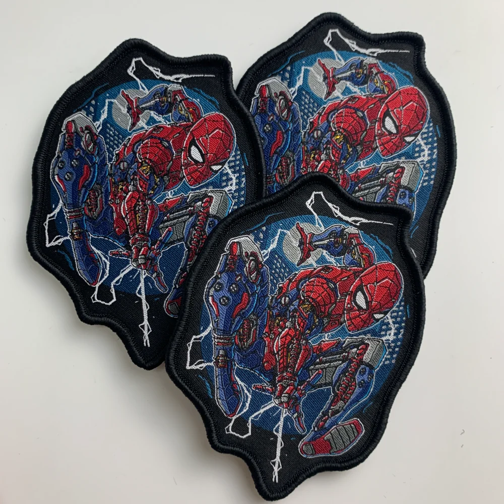 Spider-man Artist Custom iron on woven patch ,brand logo badge applique clothes patch