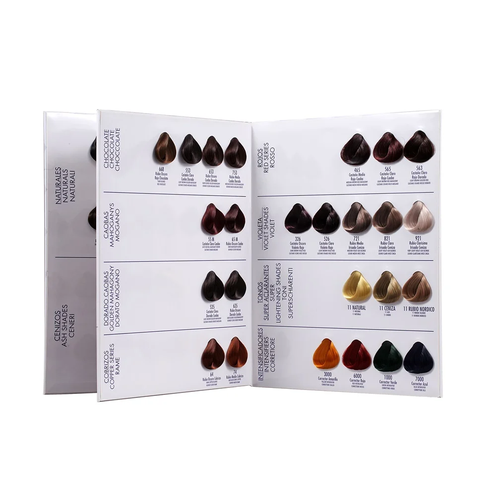 Customized color retention book-type hair dye color swatch chart for display