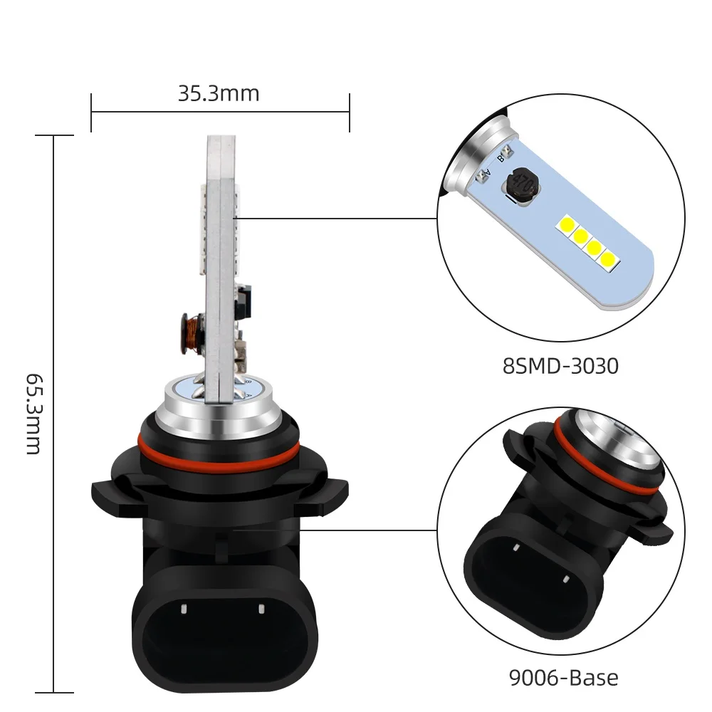 
Super White 5.5W 478LM H7 H8/H11 HB4 9005 9006 Led Fog Lights Bulb 3030 8SMD Car Driving Running Lamp 6185K DJ033-9006 