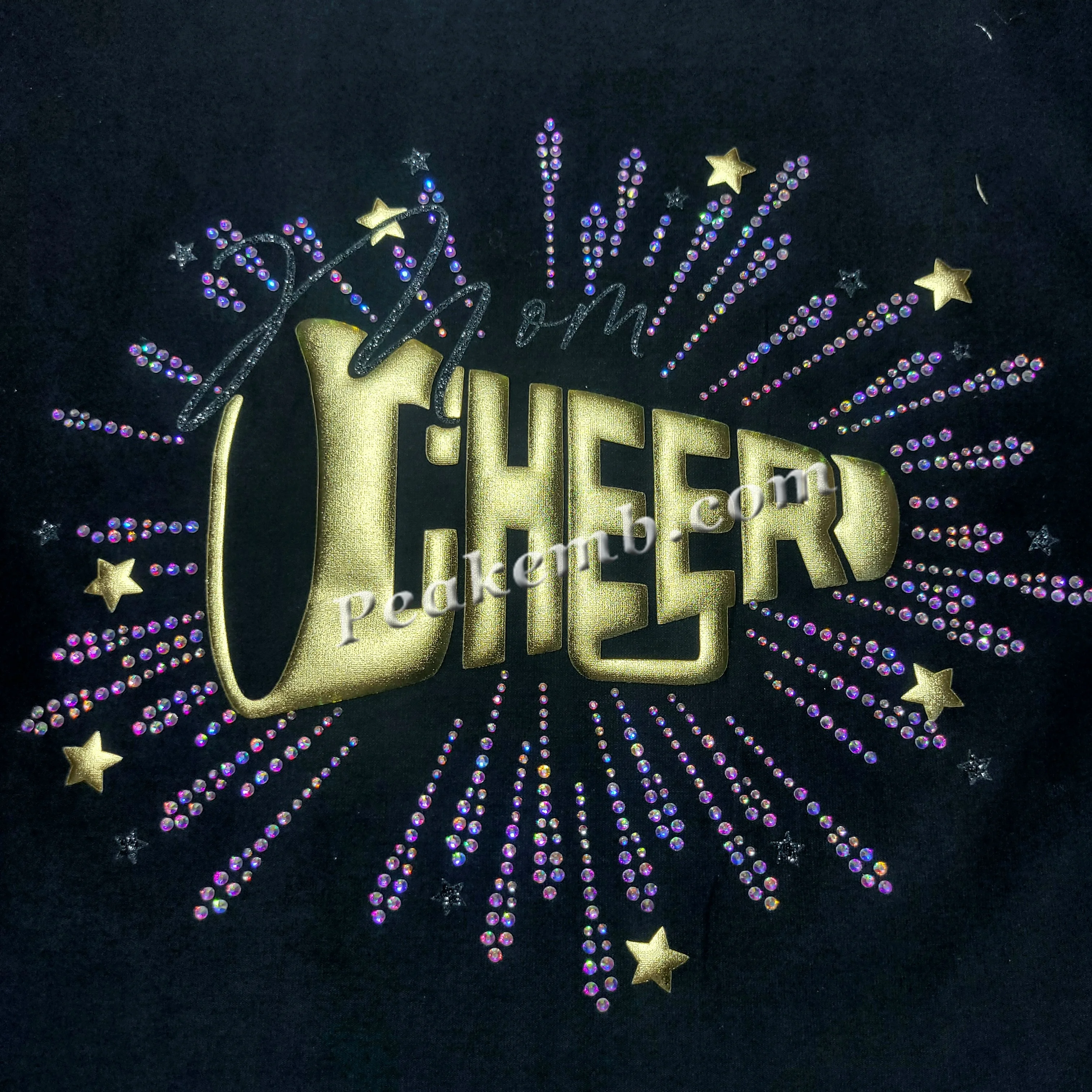 Custom Cutting of Material Cheer 3D Puff Heat Transfer Vinyl HTV Sheets Iron on Scatter Rhinestone Transfer