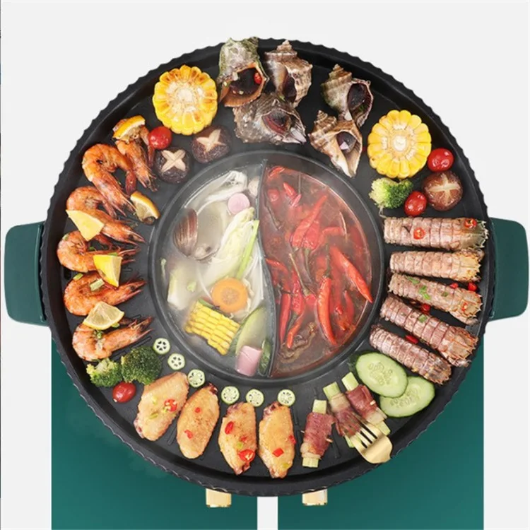 commercial portable mini indoor multi function teppanyaki smokeless electric barbecue grill bbq electrical smoker pan plate