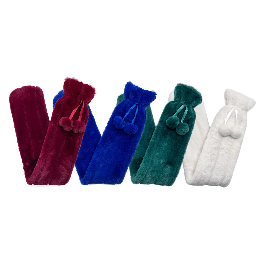 Long Rubber Hot Water Bottle For Bed Warm Waist Back&Soft Plush Cover