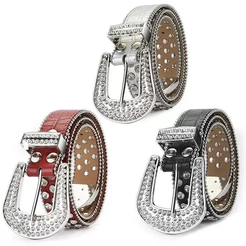 Западный Redeo, ковбойский пояс Cowgirl со стразами, украшенный белыми стразами в стиле панк