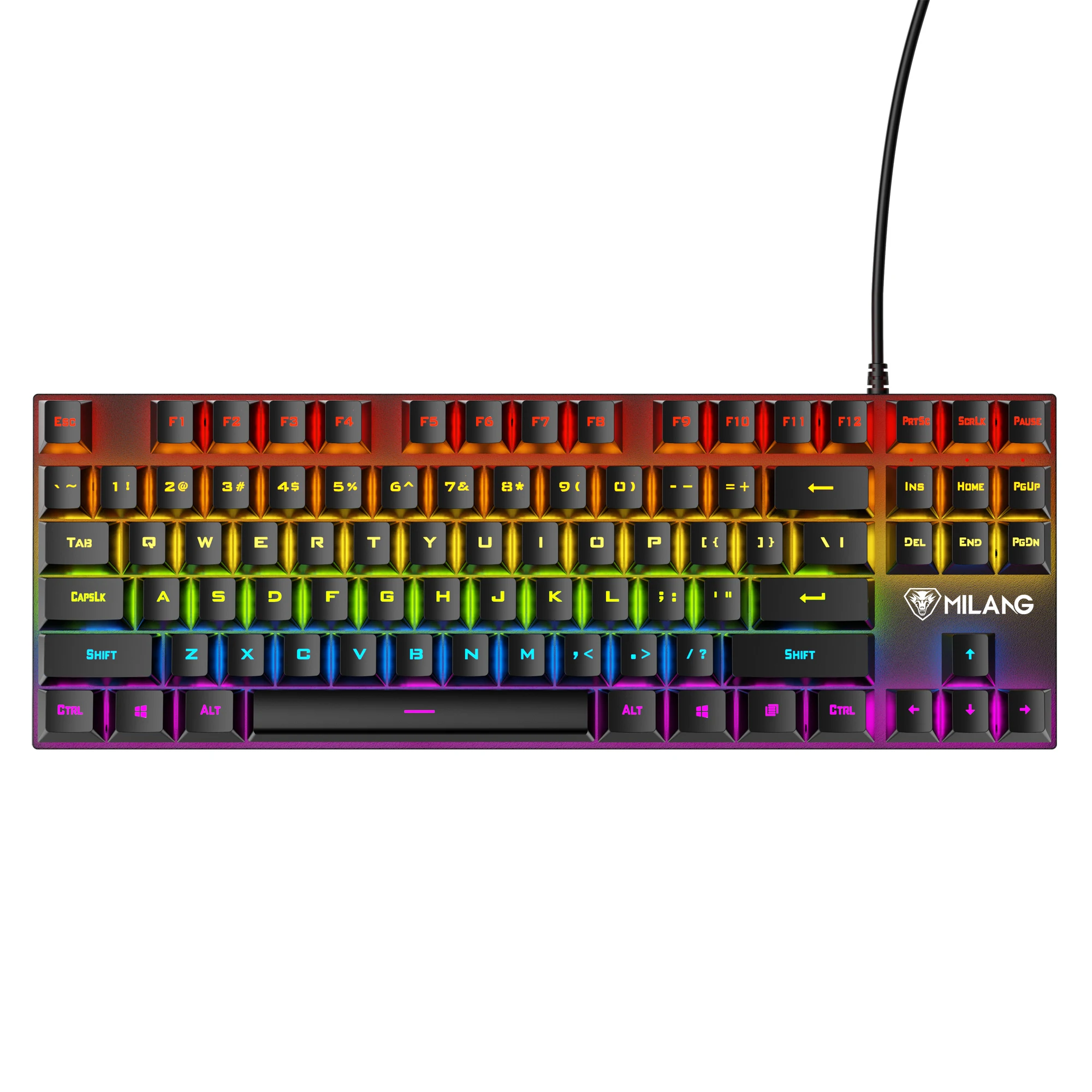 MK87 87 keys mechanical feeling arabic layout keyboard wired colorful LED backlit gaming keyboard