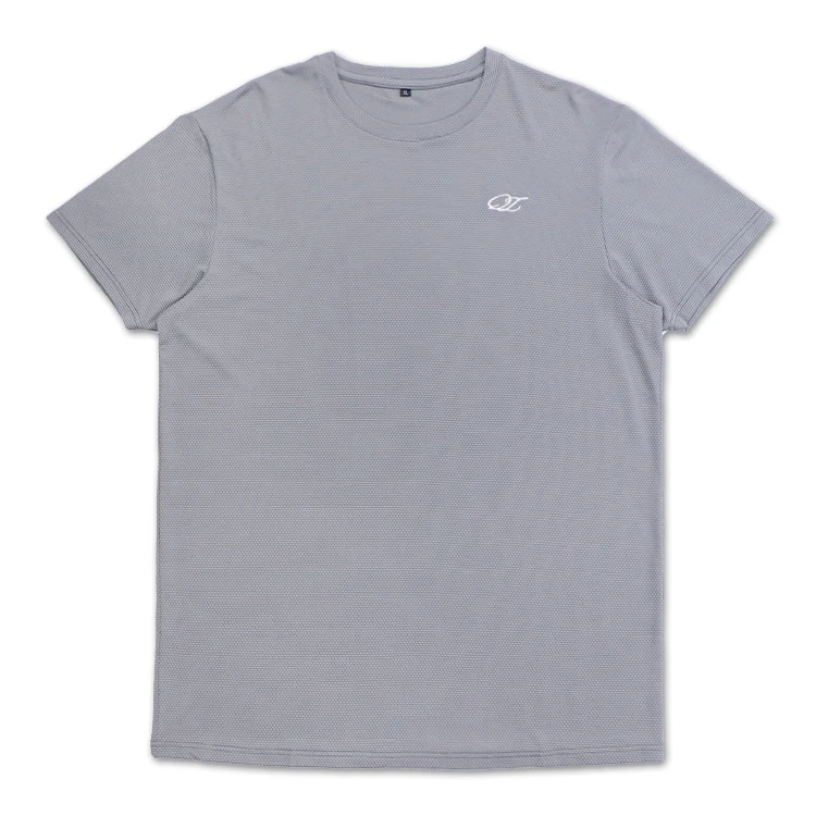 Qianzun manufacturer boxy fit blank heather grey nylon spandex tee shirts plain stretch moisture wicking sport t shirt