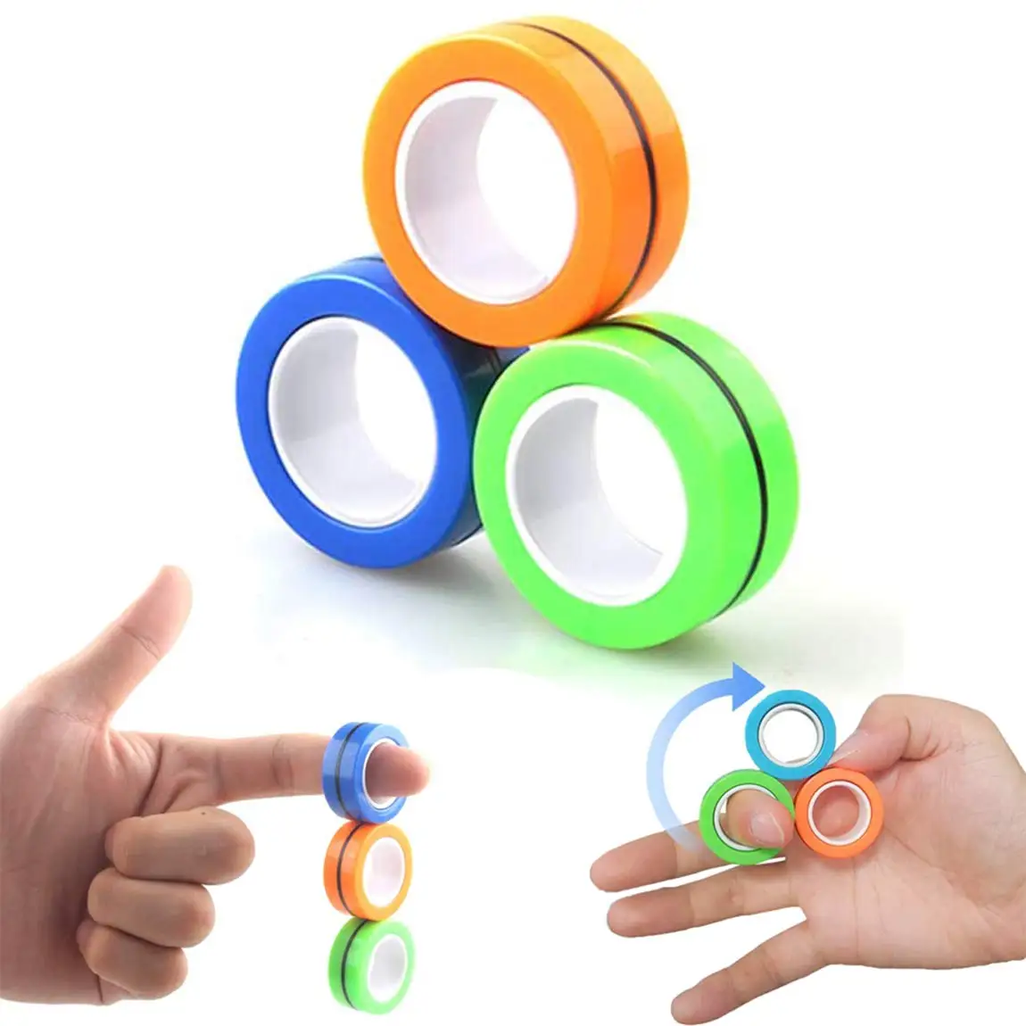 
2021 Amazon hot sell fidget toys Magnetic Rings Toys Magnet Finger Game colorful Finger Gyro Toy 