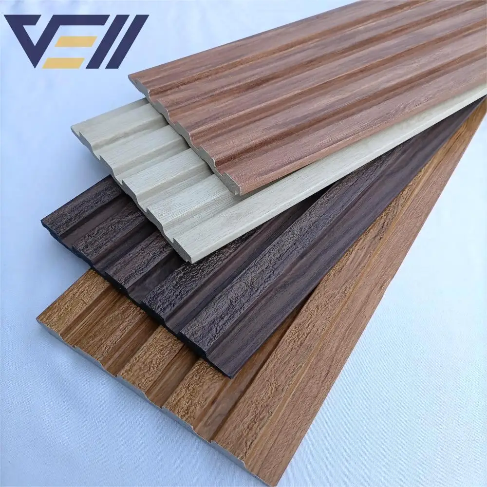 Alternative Wood Cladding Wood Louvers Interior Wall Wood  Moulding Waterproof PS Wall Panel